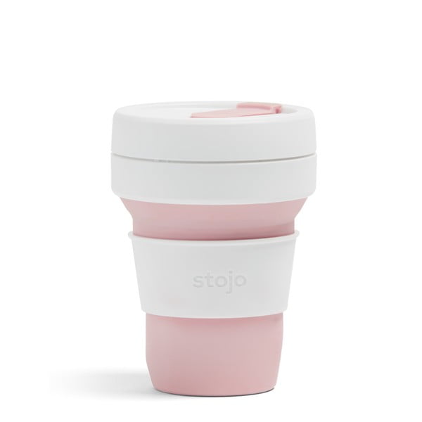 Bielo-ružový skladací cestovný hrnček Stojo Pocket Cup Rose, 355 ml