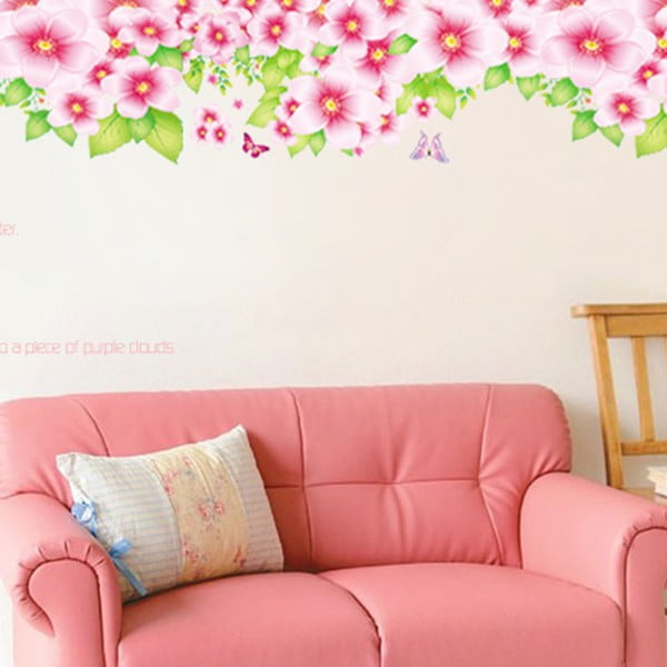 Samolepka Ambiance Hedge And Pink Flowers