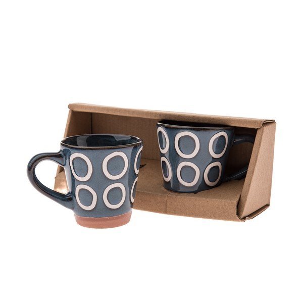 Tmavomodré keramické hrnčeky v súprave 2 ks na espresso 100 ml Rings – Dakls
