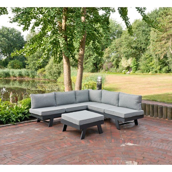 Sivá hliníková záhradná lounge súprava pre 4 osoby Donna – Garden Pleasure-image-3