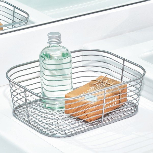 Úložný košík striebornej farby iDesign Vienna, 23,8 × 18,4 cm-image-1