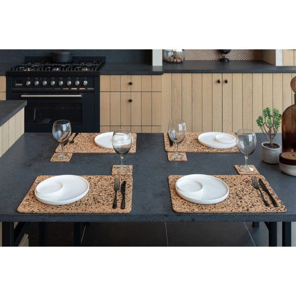 Korkové podtácky v prírodnej farbe v súprave 4 ks Querco – ZicZac-image-1