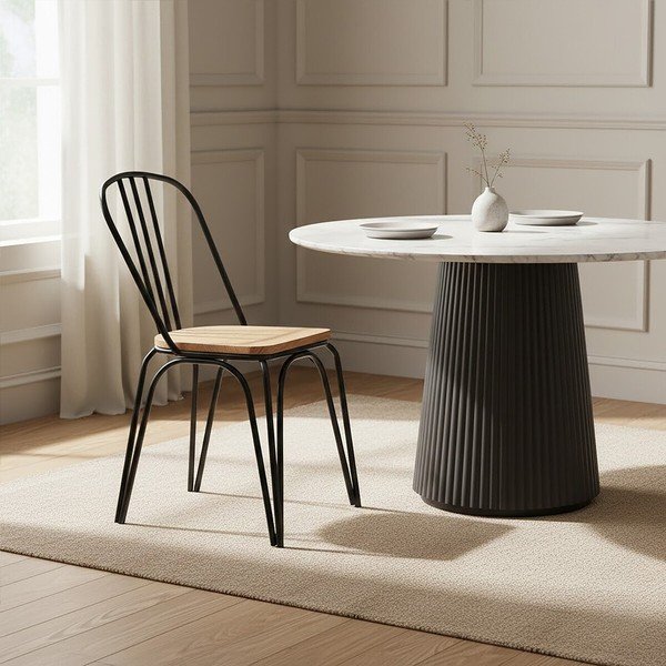 Čierna jedálenská stolička z brestového dreva District – Premier Housewares-image-1
