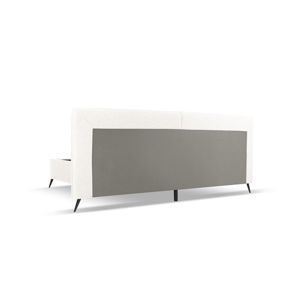 Krémová čalúnená dvojlôžková posteľ s úložným priestorom a roštom 160x200 cm Walter – Milo Casa-image-3