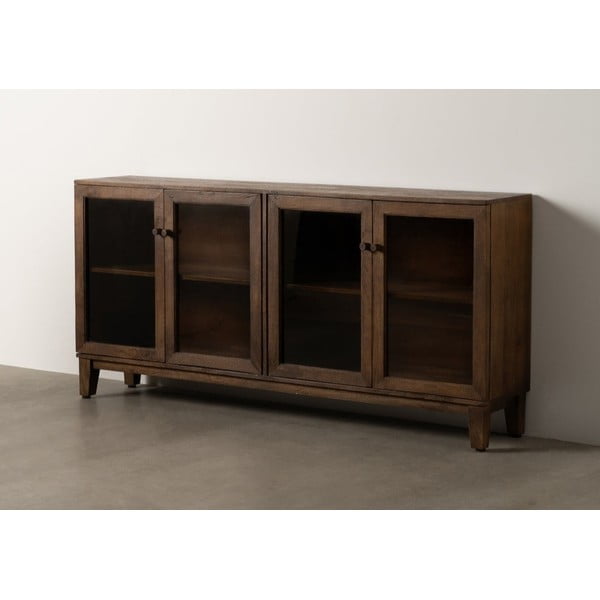 Hnedá vitrína z mangového dreva 180x87x35 cm Ravi – Ixia-image-1