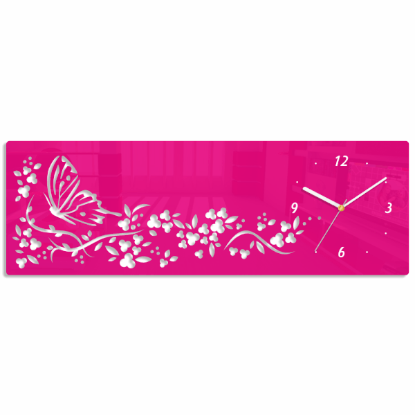 Hodiny z plexiskla Butterflies Pink