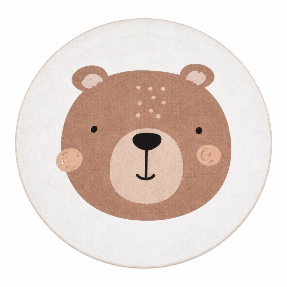 Hnedý/krémovobiely prateľný detský koberec ø100 cm Teddy Bear – Mila Home