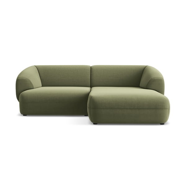 Zelená zamatová rohová pohovka (pravý roh) Moana – Makamii