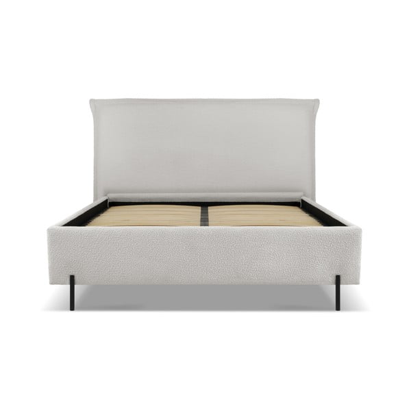 Svetlosivá čalúnená dvojlôžková posteľ s úložným priestorom a roštom 160x200 cm Armie – Milo Casa-image-2