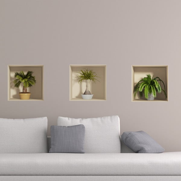 Sada 3 samolepiek s 3D efektom Ambiance Palms-image-1