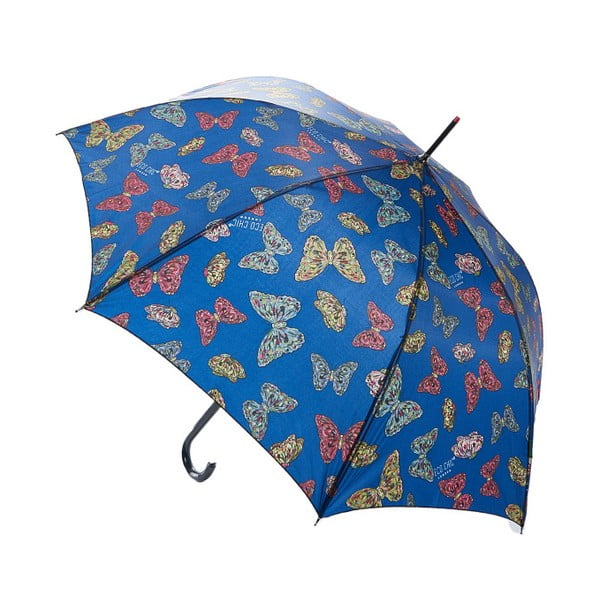 Modrý dáždnik Butterflies, ⌀ 102 cm