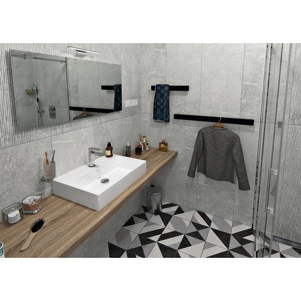 Matne čierny nástenný držiak na uteráky Patron – Sapho-image-1