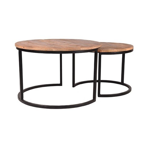 Sada 2 odkladacích stolíkov z mangového dreva LABEL51 Coffee, ⌀ 50 cm a ⌀ 70 cm-image-3