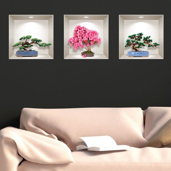 Sada 3 3D samolepiek na stenu Ambiance Natural and Colorful Bonsai-image-2