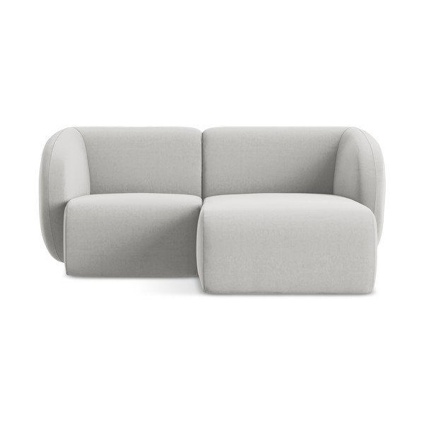 Svetlosivá zamatová rohová pohovka (pravý roh/s leňoškou) Lani – Makamii