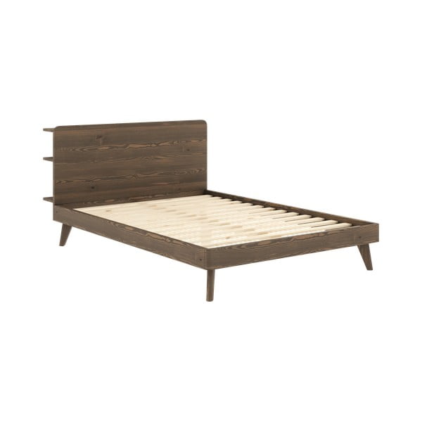 Hnedá dvojlôžková posteľ z borovicového dreva s roštom 180x200 cm Retreat – Karup Design
