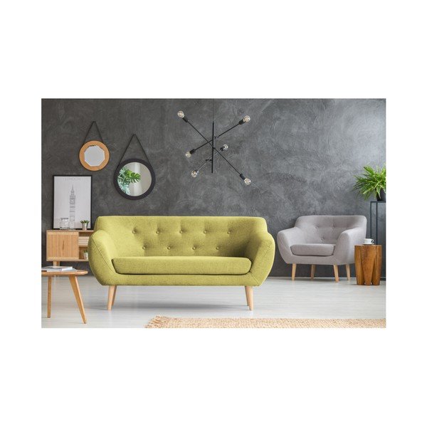 Žltá dvojmiestna pohovka so svetlými nohami Mazzini Sofas Sicile-image-4