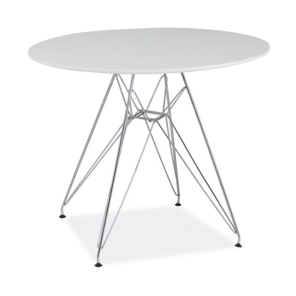 Biely odkladací stolík s oceľovou konštrukciou, ⌀ 74 cm