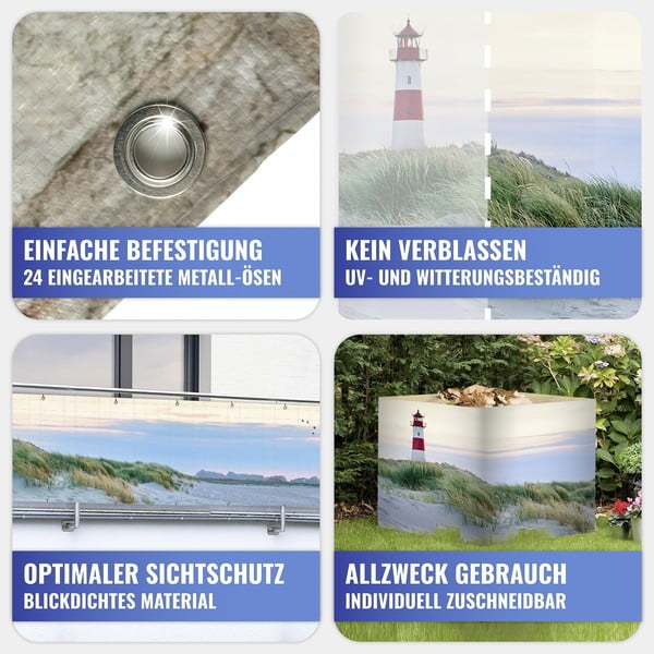 Plastová balkónová zástena 500x85 cm North Sea Coast – Maximex-image-1