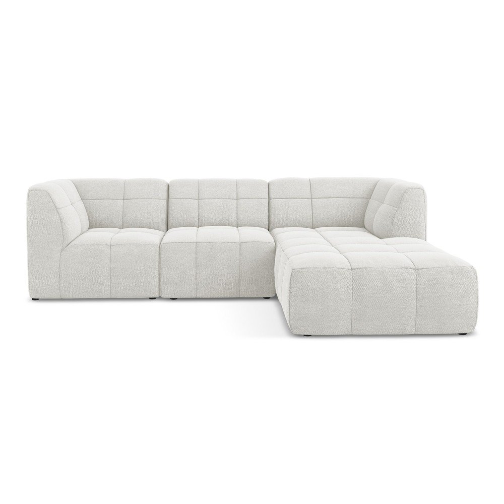 Biela rohová pohovka z textílie buklé (pravý roh/s leňoškou) Aloha – Makamii