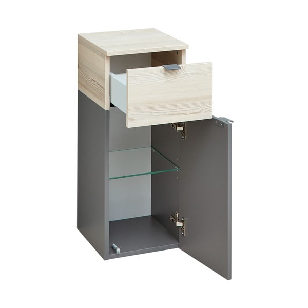 Sivá/v prírodnej farbe nízka/závesná kúpeľňová skrinka v dekore borovice 72x30 cm Quickset 394 – Pelipal-image-2