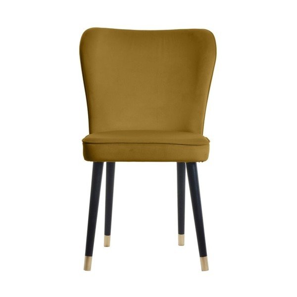 Horčicovohnedá jedálenská stolička s detailmi v zlatej farbe JohnsonStyle Odette French Velvet-image-2
