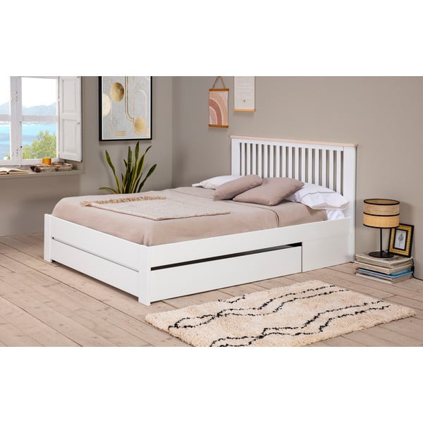 Biela dvojlôžková posteľ s roštom 140x190 cm Enara – Marckeric-image-4