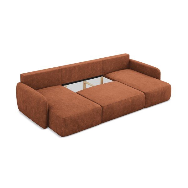 Terakotová ženilková rozkladacia/s úložným priestorom rohová pohovka (do tvaru "U") Lilo – Makamii-image-3