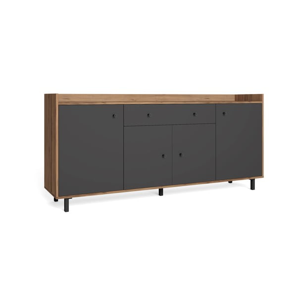 Sivá nízka komoda v dekore orecha 180x84 cm Malta - Marckeric-image-2