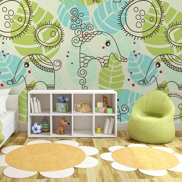 Veľkoformátová tapeta Artgeist Childish Elephants, 400 x 309 cm-image-1