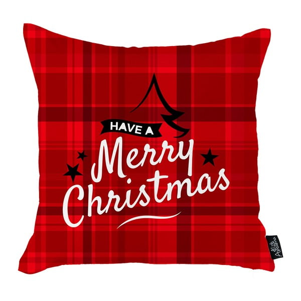 Červená vianočná obliečka na vankúš Mike & Co. NEW YORK Honey Have a Merry Christmas, 45 x 45 cm