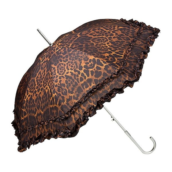 Hnedý dáždnik s rúčkou Von Lilienfeld Plain Mary Leopard