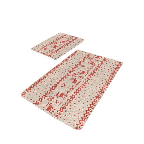 Červené/béžové kúpeľňové predložky v súprave 2 ks 60x100 cm – Mila Home