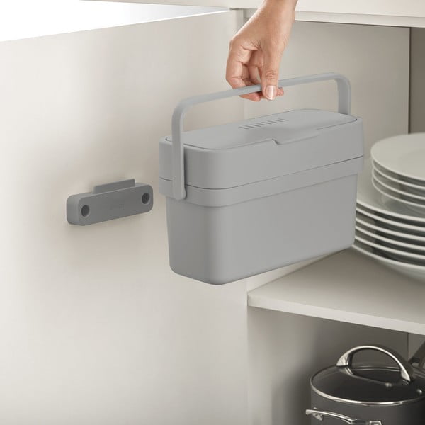 Sivá nádoba na kompostovateľný odpad 4 l Duo – Joseph Joseph-image-4