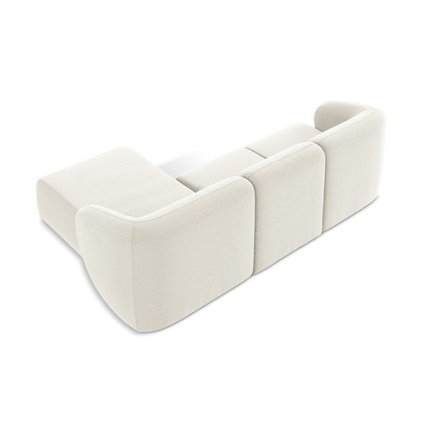 Béžová zamatová rohová pohovka (pravý roh/s leňoškou) Lani – Makamii-image-3