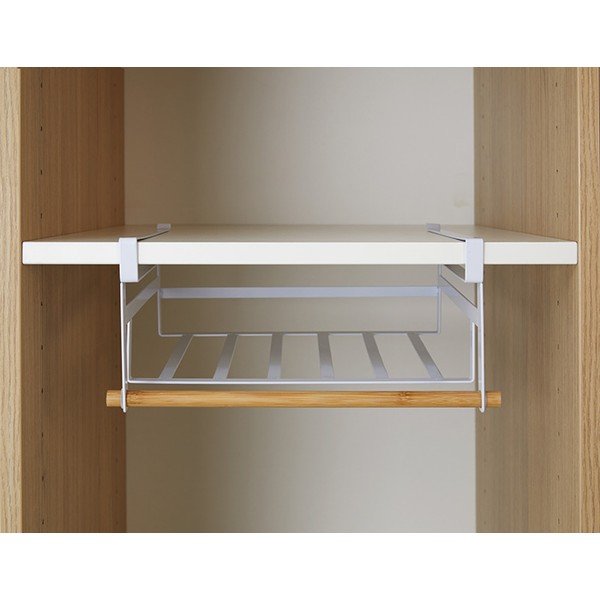 Biela polička na zavesenie do šatníkovej skrine na oblečenie Compactor Under Shelf Basket Rail-image-1