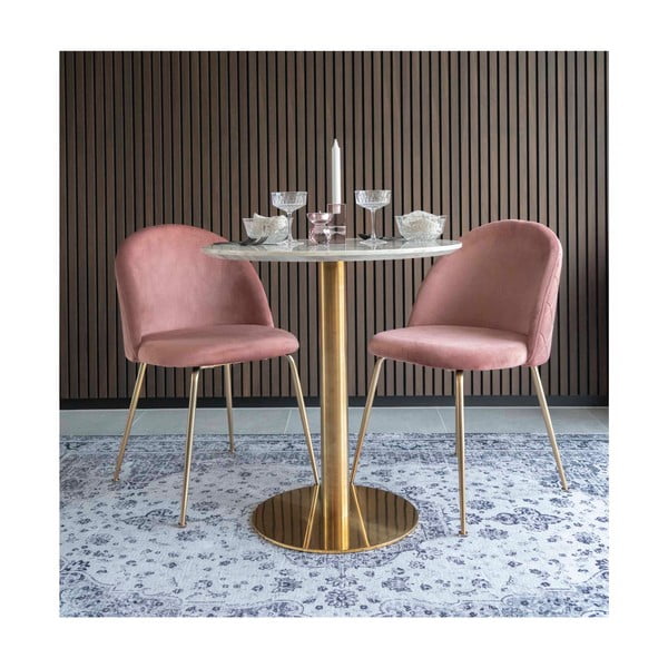 Okrúhly jedálenský stôl s doskou v dekore mramoru ø 70 cm Bolzano – House Nordic-image-3