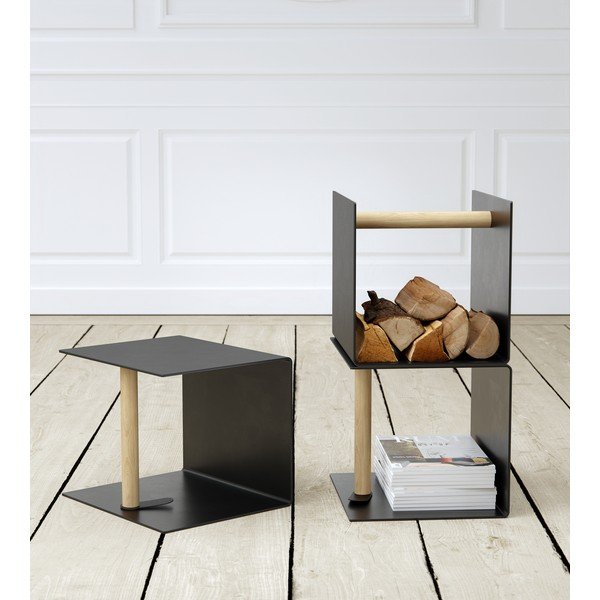 Čierny dekoratívny kovový/z eko kože úložný box 32x38x31 cm Bull – LIND DNA-image-1