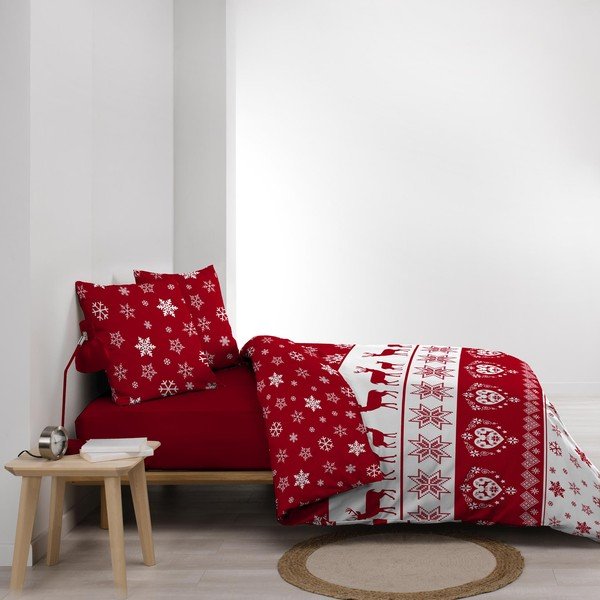Červené obliečky na dvojlôžko/predĺžené z mikroflanelu 240x220 cm Floconette – douceur d'intérieur-image-4