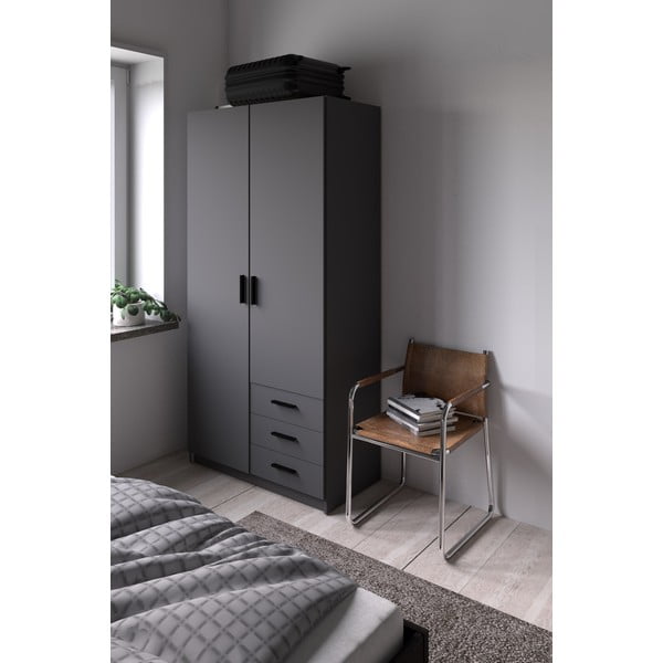 Tmavosivá šatníková skriňa 99x200 cm Sprint – Tvilum-image-1