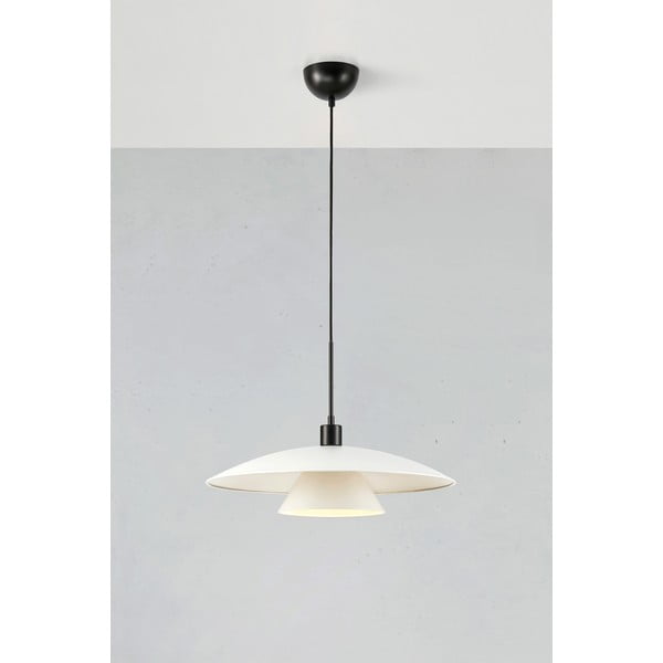 Čierno-biele závesné svietidlo s kovovým tienidlom ø 50 cm Millinge - Markslöjd-image-1