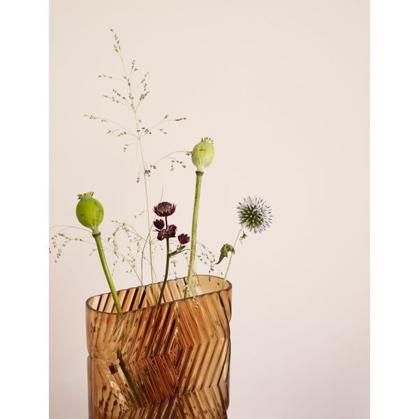 Oranžová sklenená váza Hübsch Deco, výška 18 cm-image-1