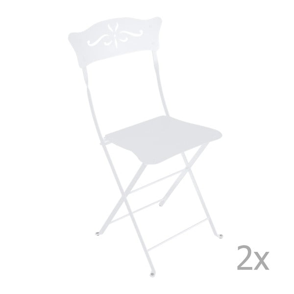 Sada 2 bielych skladacích záhradných stoličiek Fermob Bagatelle