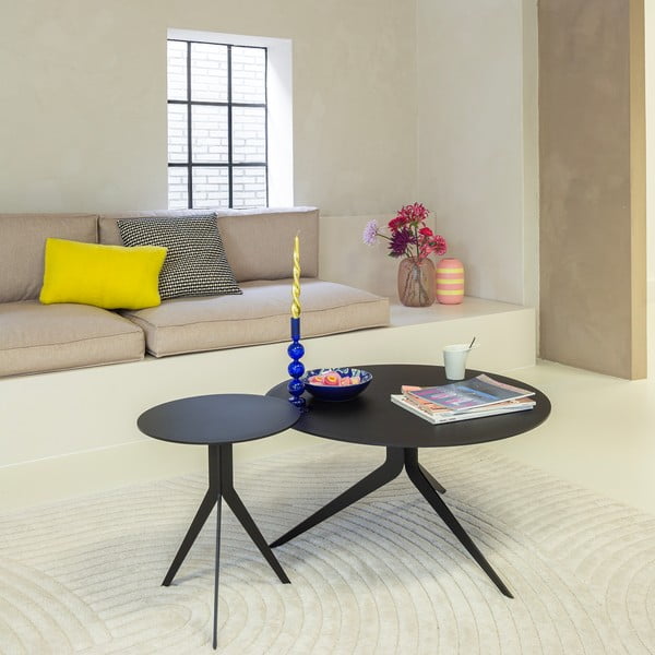 Čierny kovový okrúhly konferenčný stolík ø 78 cm Daley – Spinder Design-image-1