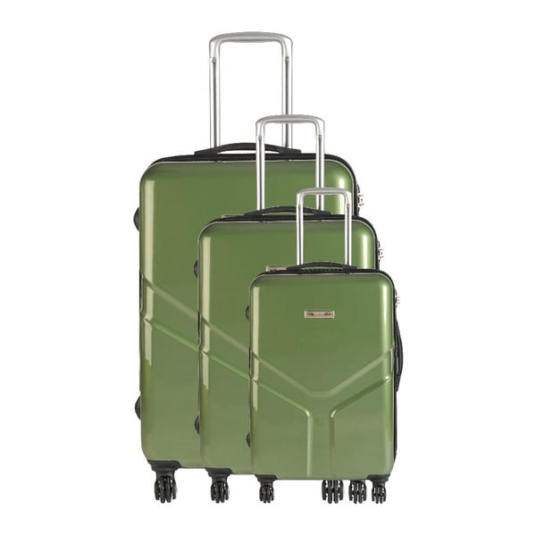 Set 3 cestovných kufrov Majestik Green