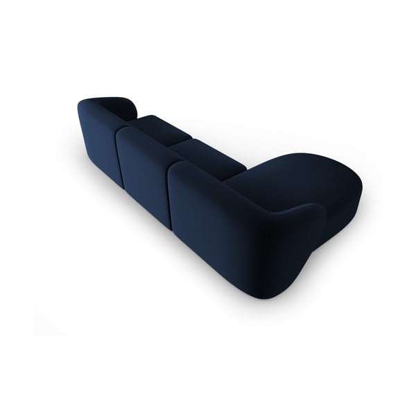 Modrá zamatová rohová pohovka (ľavý roh/s leňoškou) Paolo – Milo Casa-image-3