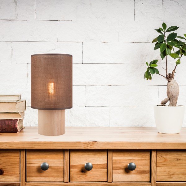 Hnedá stolná lampa s textilným tienidlom, výška 30 cm Ari - LAMKUR-image-2