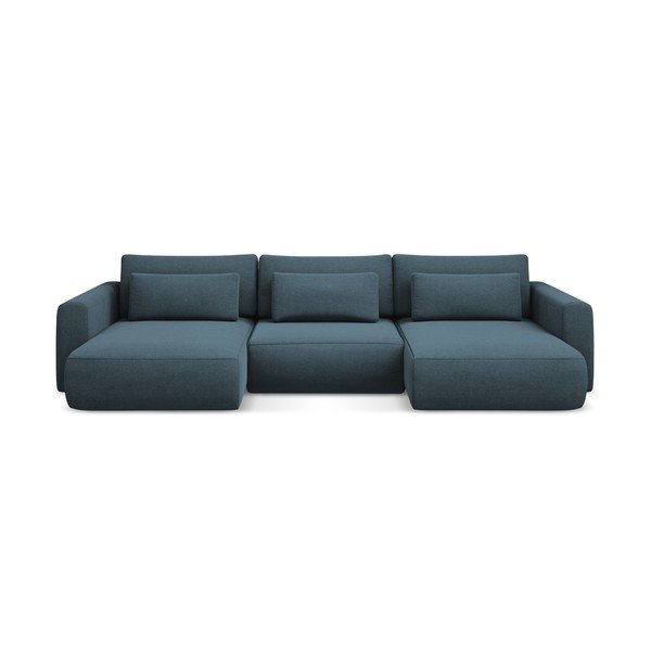 Modrá rozkladacia/s úložným priestorom rohová pohovka (do tvaru "U") Kapua – Makamii