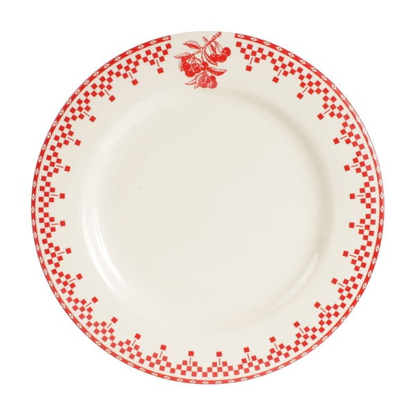 Červeno-biely jedálenský tanier Comptoir de Famille Damier, 27 cm
