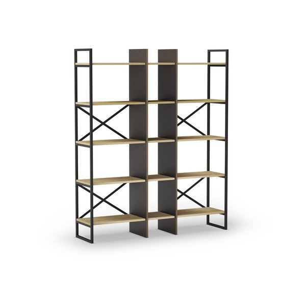 Knižnica v dekore duba v prírodnej farbe 143,5x175 cm Ara – Marckeric-image-3